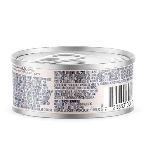 Natural Balance Limited Ingredient Chicken & Green Pea Pate Wet Cat Food, 3 oz.