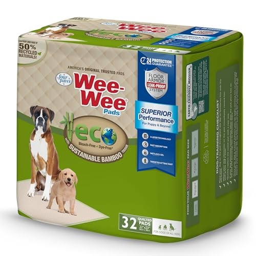 Four Paws Wee-Wee Superior Performance Bamboo Earth Friendly Dog & Puppy Training Pads