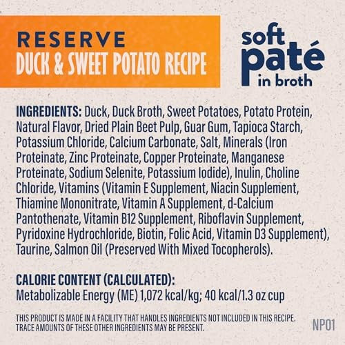 Natural Balance Limited Ingredient Reserve Duck & Sweet Potato Pate in Broth Wet Cat Food, 2.6 oz.