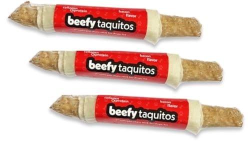 Frankly Original Pet - Bacon Flavored Collegen Packed Beefy Taquito Stick For Small And Medium Dogs Pack Of 3 (Long Lasting Chews, Treats, Bones For A