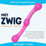Zampa Occidentale West Paw Zogoflex Echo Zwig Squeezy Dog Fetching Stick - Bouncy Hollow Squishy Interactive Toy For Puppies Large Dogs - Floatable Stick Lightweigh