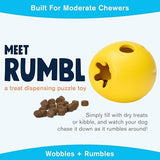 West Paw Zogoflex Rumbl Treat-Dispensing Dog Toy – Interactive Slow-Feeder Chew – Enrichment Toy Moderate Chewers, Fetch, Catch – Holds Kibble, Bag