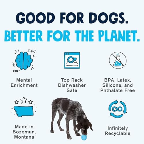 West Paw Zogoflex Rumbl Treat-Dispensing Dog Toy – Interactive Slow-Feeder Chew – Enrichment Toy Moderate Chewers, Fetch, Catch – Holds Kibble, Bag