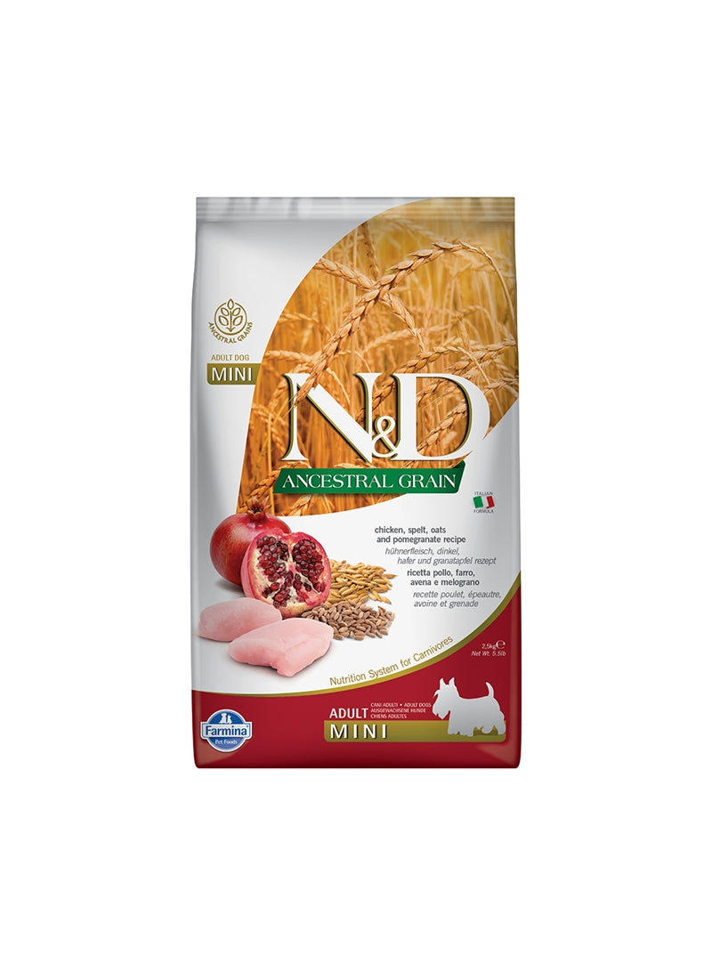 Farmina Pet Foods Farmina N&D Natural & Delicious Low Grain Mini Adult Chicken & Pomegranate Dry Dog Food 5.5-Lb Bag