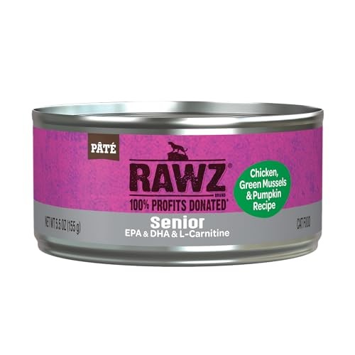 Rawz Natural Premium Pate Chicken & Green Mussels Senior Wet Cat Food, 5.5 oz.