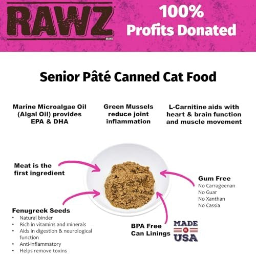 Rawz Natural Premium Pate Chicken & Green Mussels Senior Wet Cat Food, 5.5 oz.