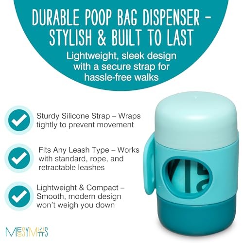 Messy Mutts Bio-Recycle Teal Pet Waste Bags, 240 Count (16 Refill Rolls)