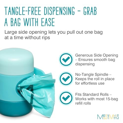 Messy Mutts Bio-Recycle Teal Pet Waste Bags, 240 Count (16 Refill Rolls)