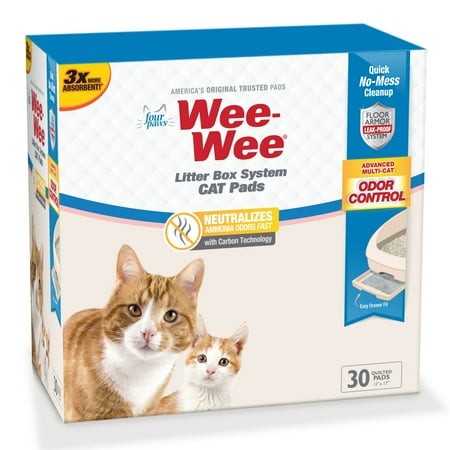 Four Paws Wee-Wee Cat Litter Box System Pads, 11 x 17 in. (30 Count)