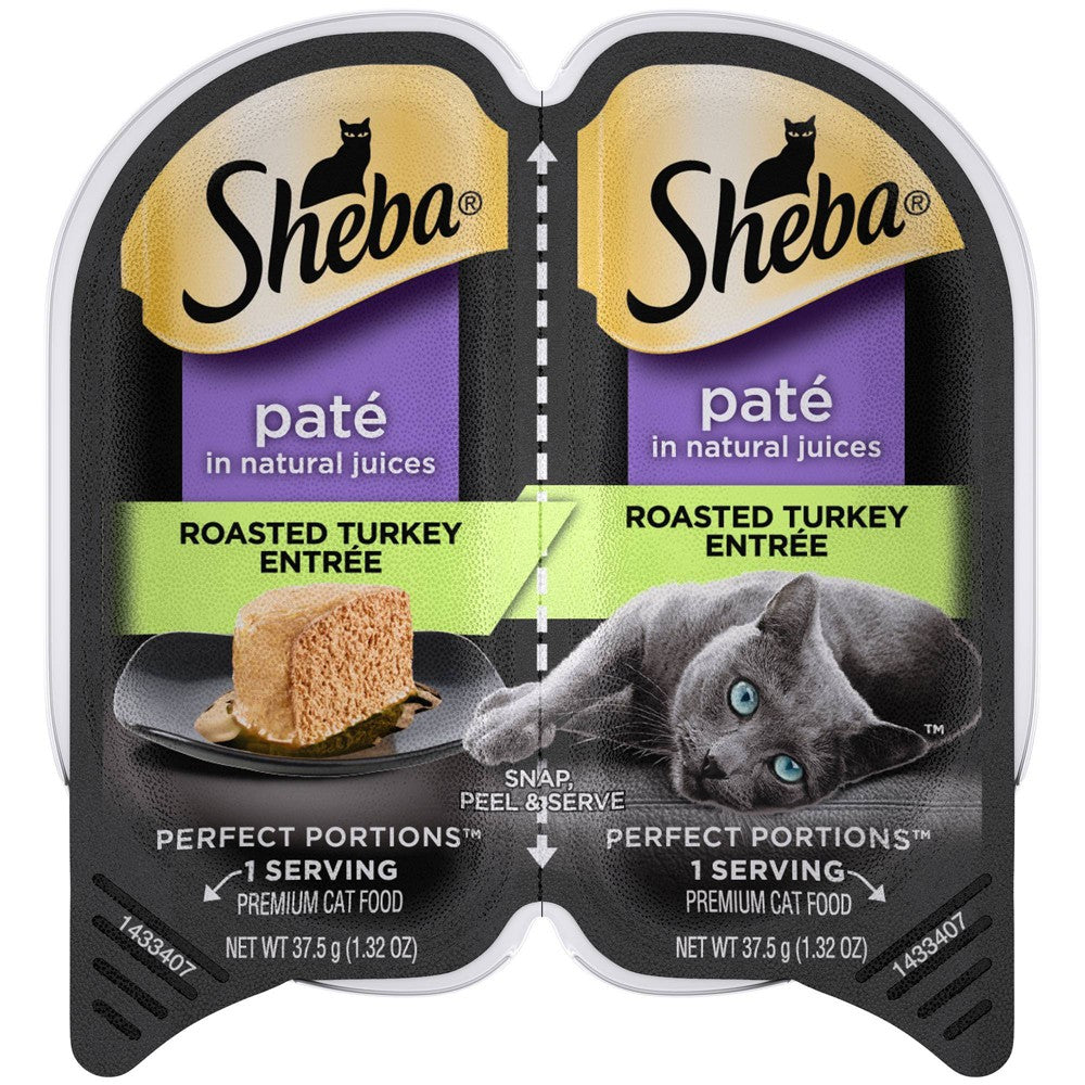Sheba Roasted Turkey Pate Wet Cat Food, 2.6 oz.