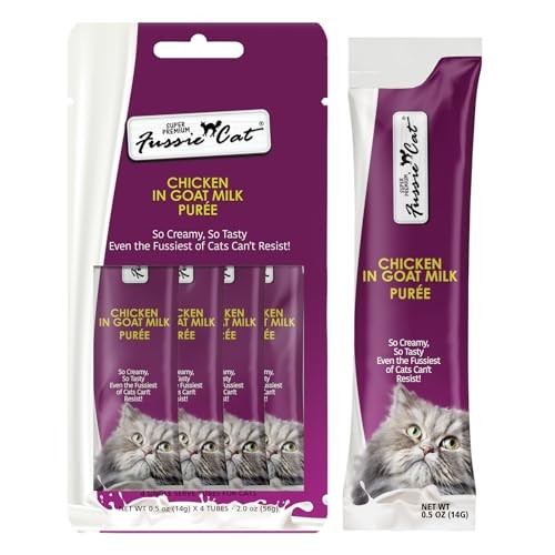 Fussie Cat Chicken in Goat Milk Puree Lickable Cat Treats, 2 oz. (4 Pack)