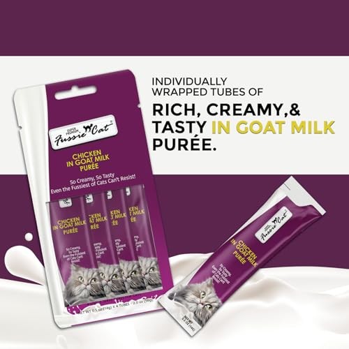 Fussie Cat Chicken in Goat Milk Puree Lickable Cat Treats, 2 oz. (4 Pack)