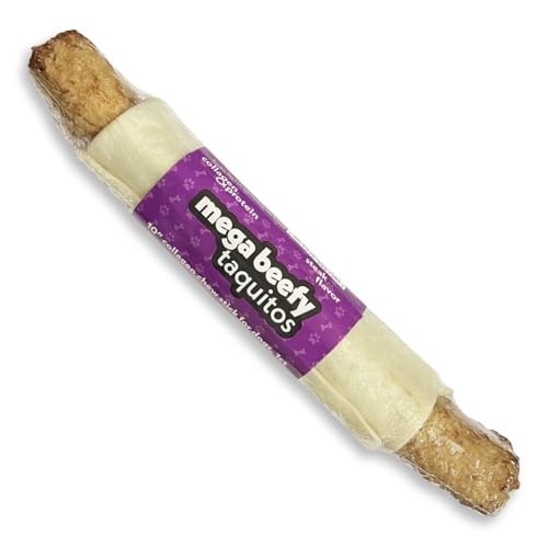 Frankly Original Pet - Steak Flavored Collegen Packed Beefy Taquito Stick For Dogs Pack Of 3 (Long Lasting Chews, Treats, Bones For Aggressive Chewers