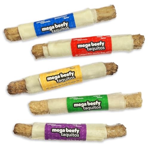 Frankly Original Pet - Steak Flavored Collegen Packed Beefy Taquito Stick For Dogs Pack Of 3 (Long Lasting Chews, Treats, Bones For Aggressive Chewers