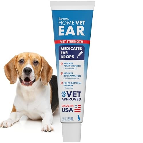 TropiClean HomeVet Medicated Fungal & Yeast Ear Drops for Dogs, 1 oz.