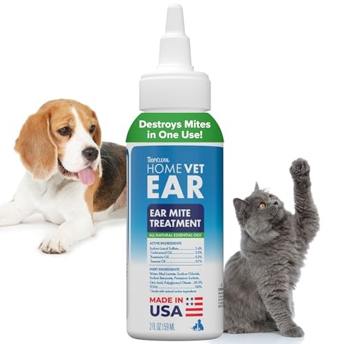 TropiClean HomeVet Ear Mite Treatment for Dogs & Cats, 2 oz.
