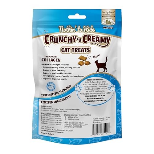 Nothin' To Hide Tuna Flavor Crunchy & Creamy Collagen Cat Treats, 3 oz.