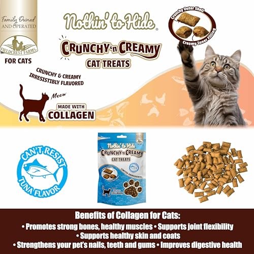 Nothin' To Hide Tuna Flavor Crunchy & Creamy Collagen Cat Treats, 3 oz.