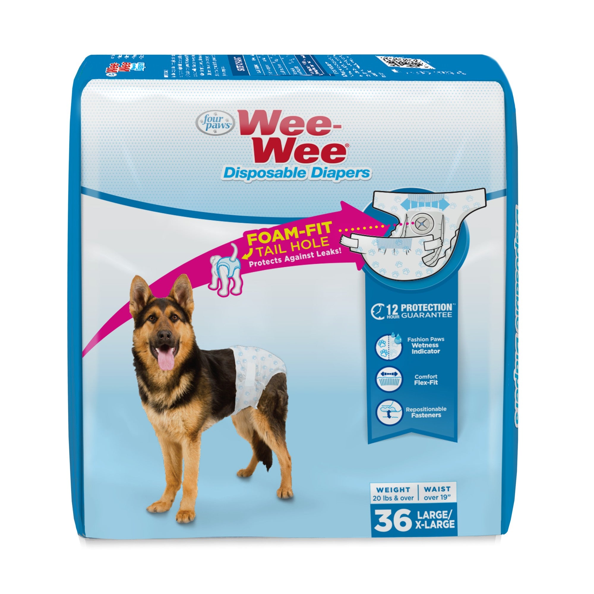 Four Paws Wee-Wee Large/X-Large Disposable Dog Diapers, 36 Count