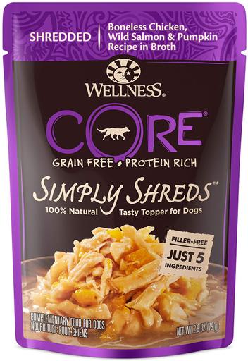 Wellness Bowl Boosters Simply Shreds Chicken, Salmon & Pumpkin Wet Dog Food, 2.8 oz.
