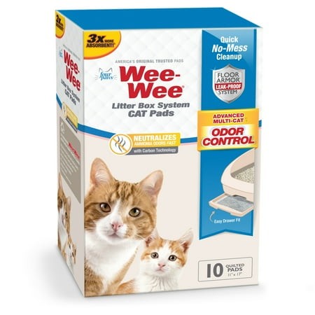 Four Paws Wee-Wee Cat Litter Box System Pads, 11 x 17 in. (10 Count)