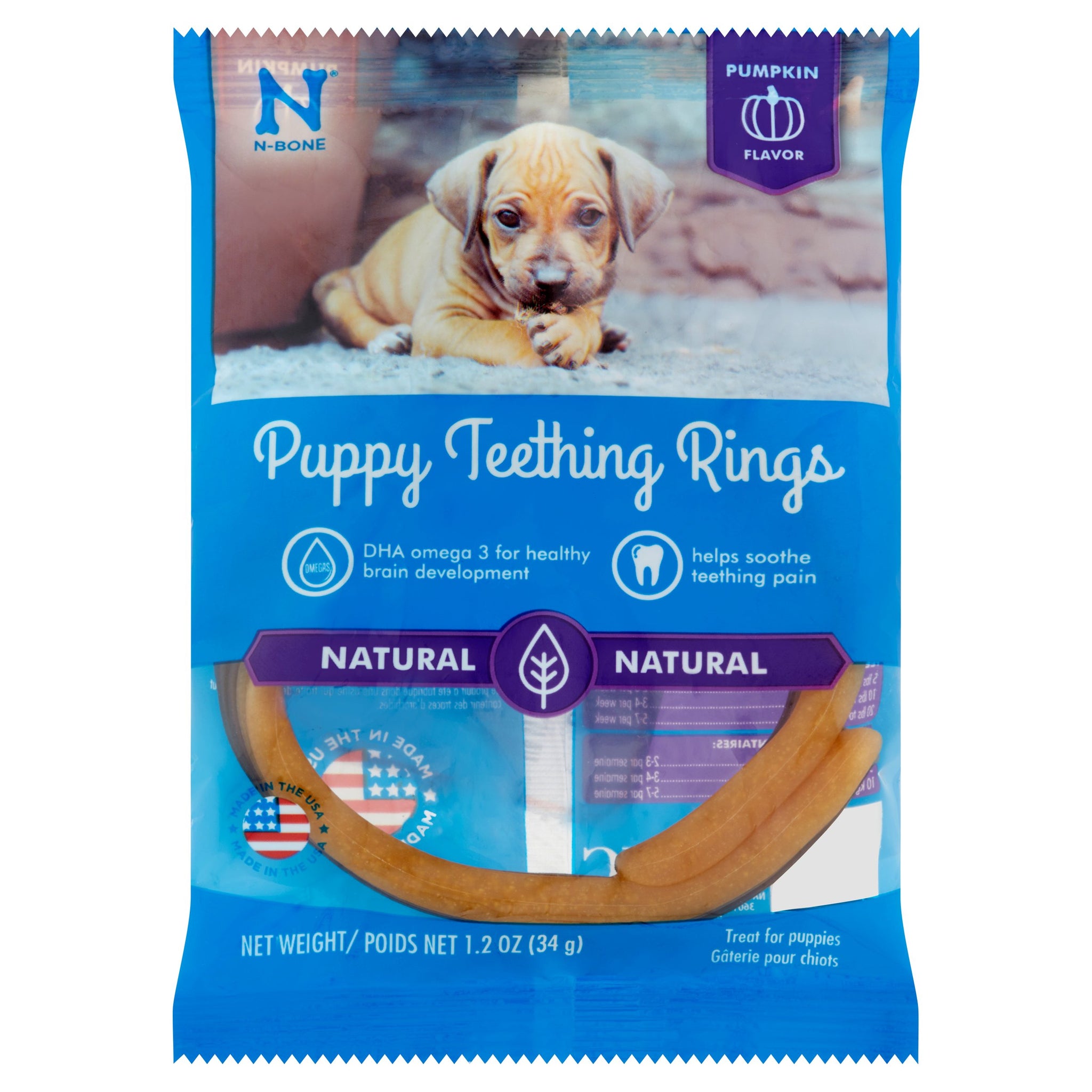N-Bone Pumpkin Flavor Puppy Teething Ring, 1.2 oz.