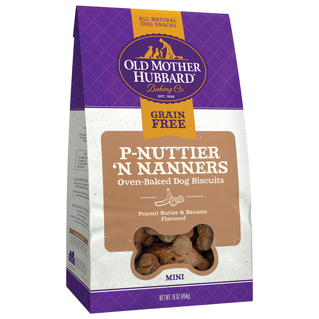 Old Mother Hubbard Puppy-Nuttier 'N Nanners Grain-Free Mini Oven-Baked Dog Biscuits, 16 oz.