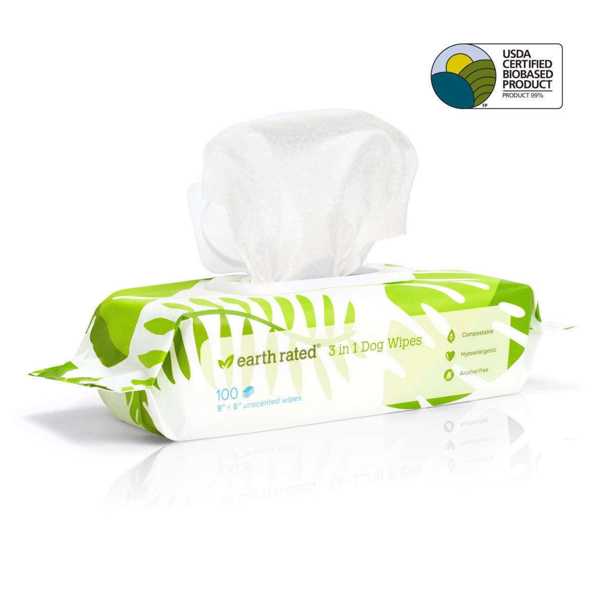 Earth Rated Unscented Dog Grooming Wipes, 100 Count