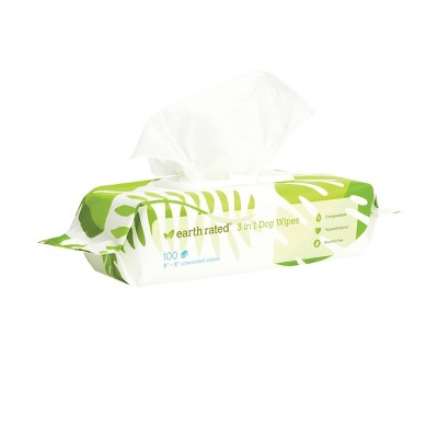 Earth Rated Unscented Dog Grooming Wipes, 100 Count