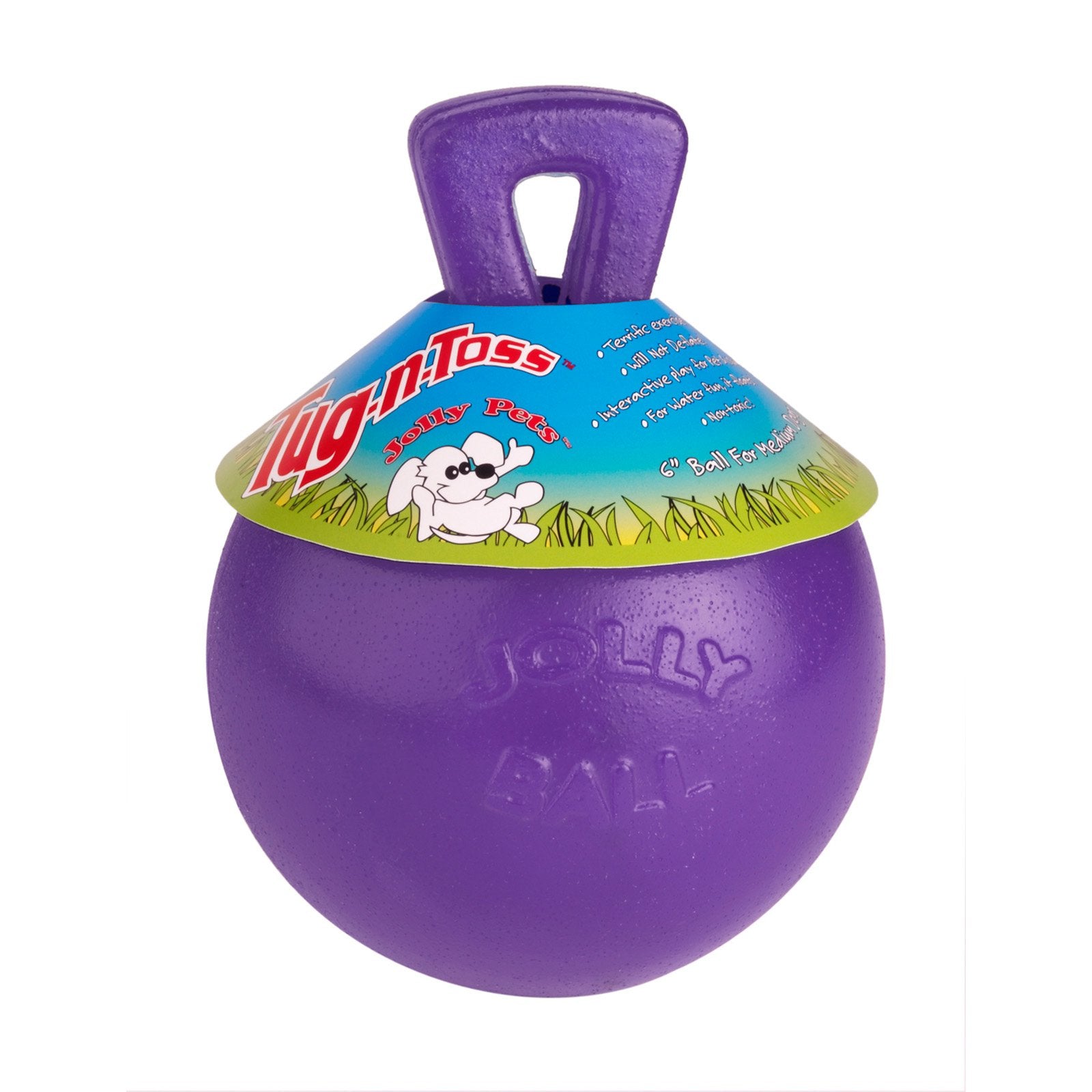 Jolly Pets Tug-n-Toss Purple Rubber Dog Chew Toy, 6 in.