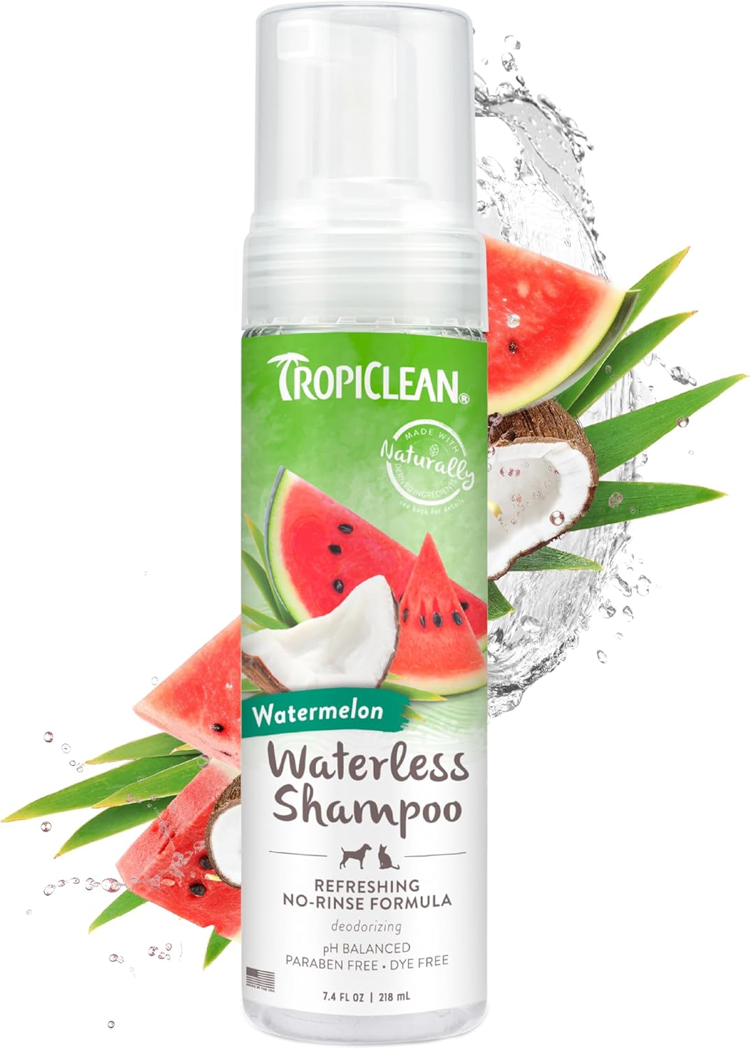 TropiClean Watermelon Waterless Shampoo for Dogs, 7.4 oz.