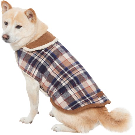 Eddie Bauer Cordova Reversible Dog Jacket, Oatmeal/Brown Plaid (Medium)