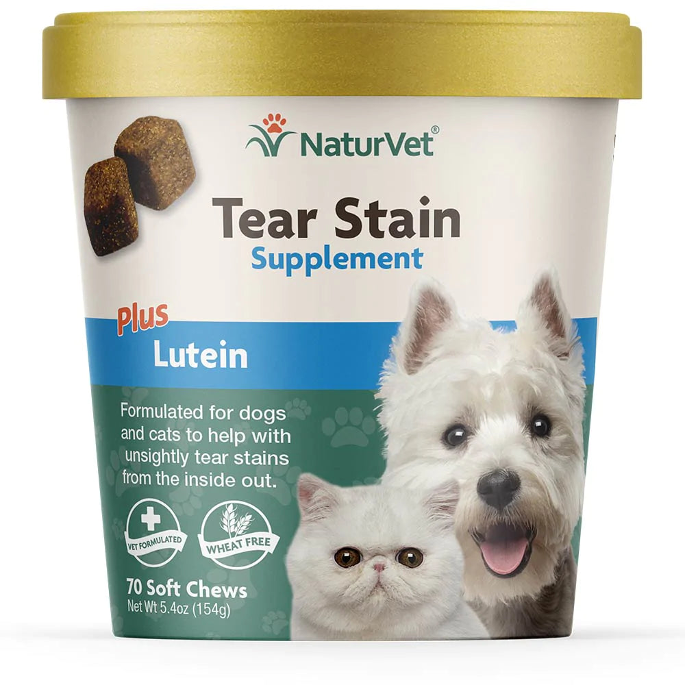 NaturVet Tear Stain Plus Lutein Soft Chews for Dogs & Cats, 70 Count