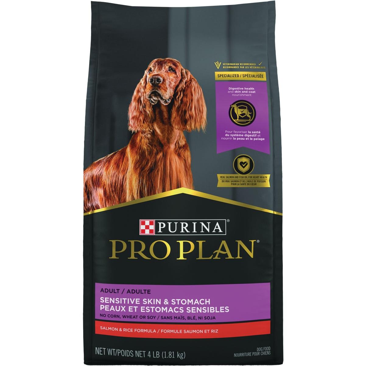 Purina Pro Plan Sensitive Skin & Stomach Salmon & Rice Dry Dog Food, 4 lbs.