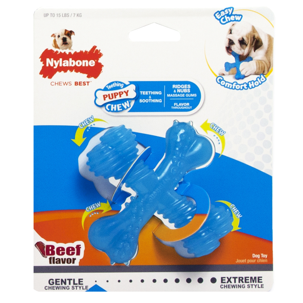 Nylabone Puppy Chew X Bone Beef Flavor, Petite