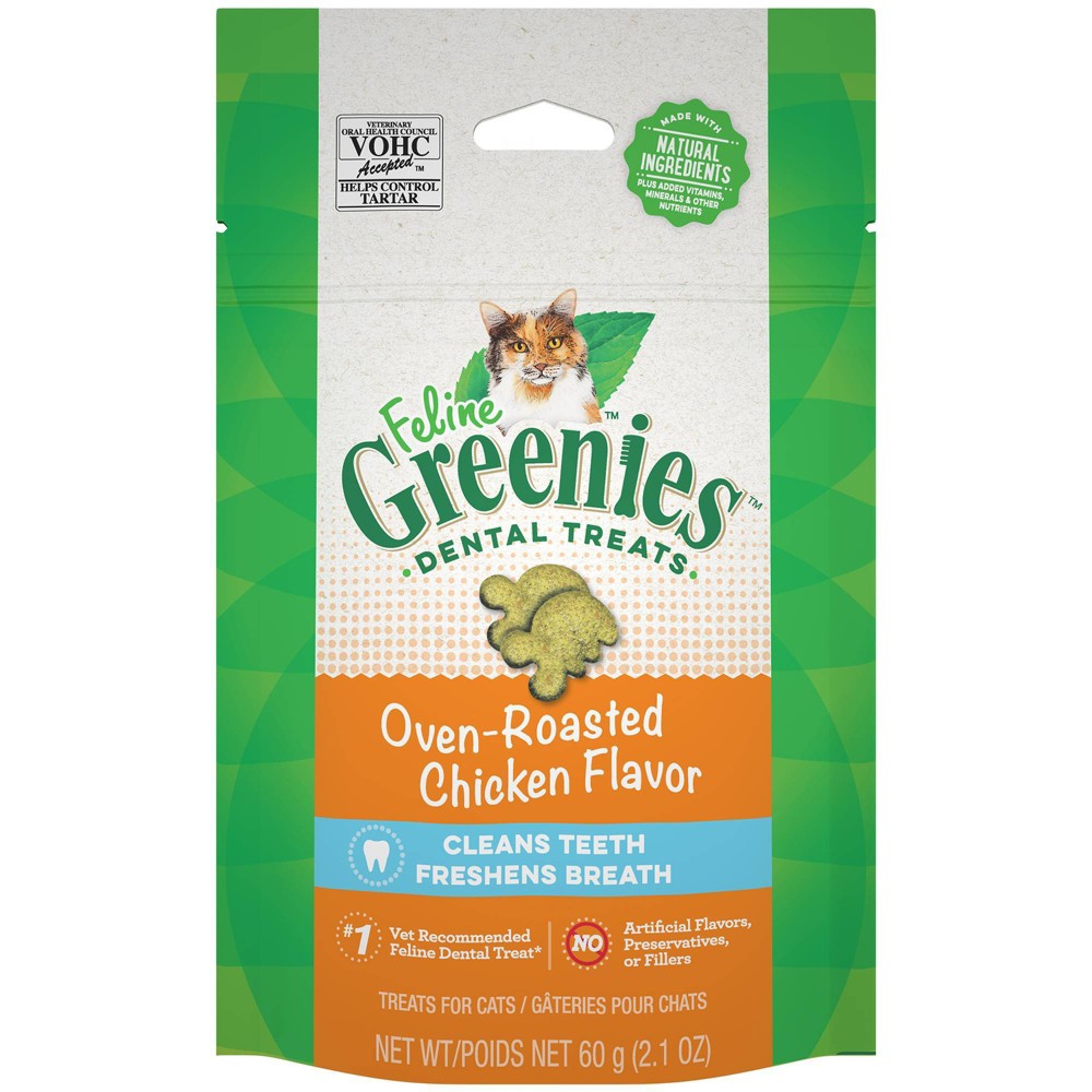 Feline Greenies Roasted Chicken Flavor Dental Cat Treats, 2.1 oz.