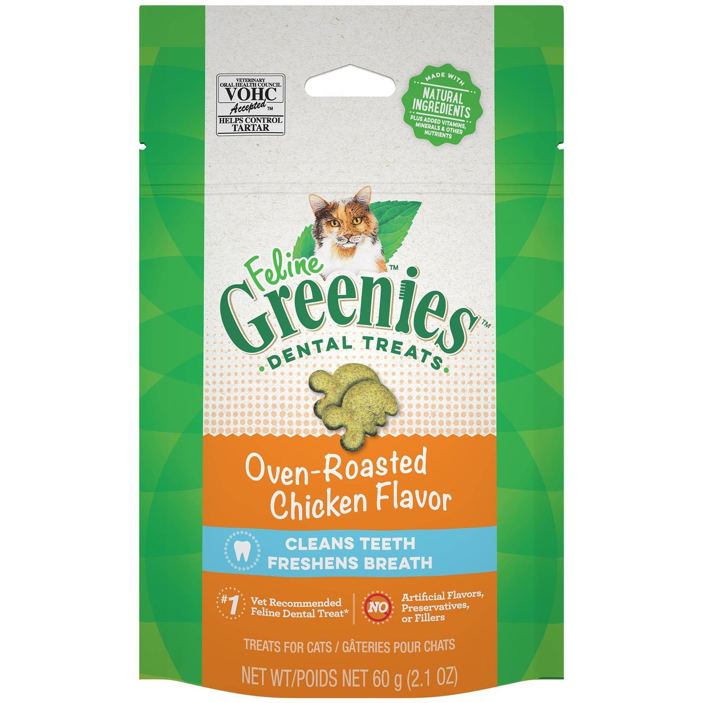 Feline Greenies Roasted Chicken Flavor Dental Cat Treats, 2.1 oz.
