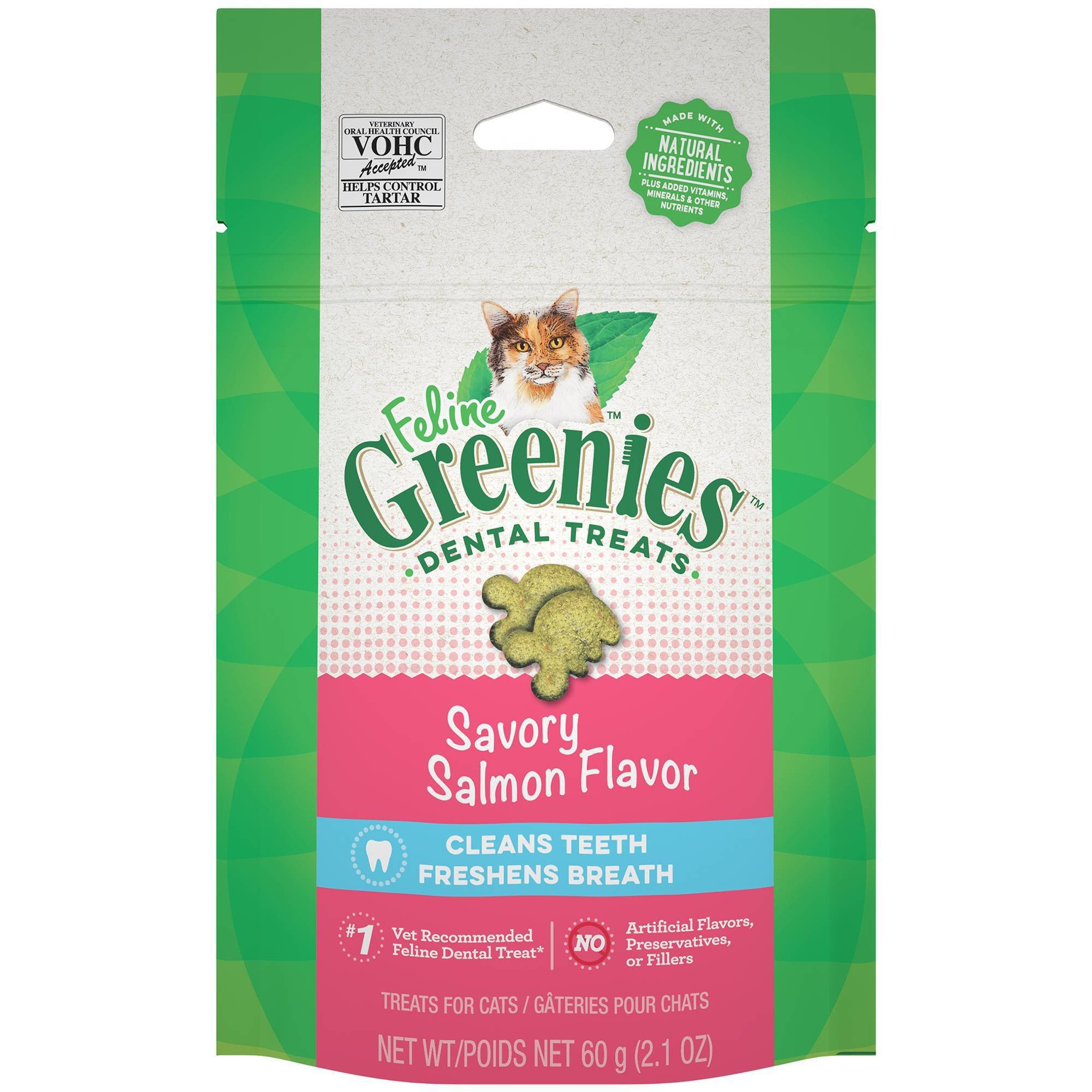 Feline Greenies Savory Salmon Flavor Dental Cat Treats, 2.1 oz.