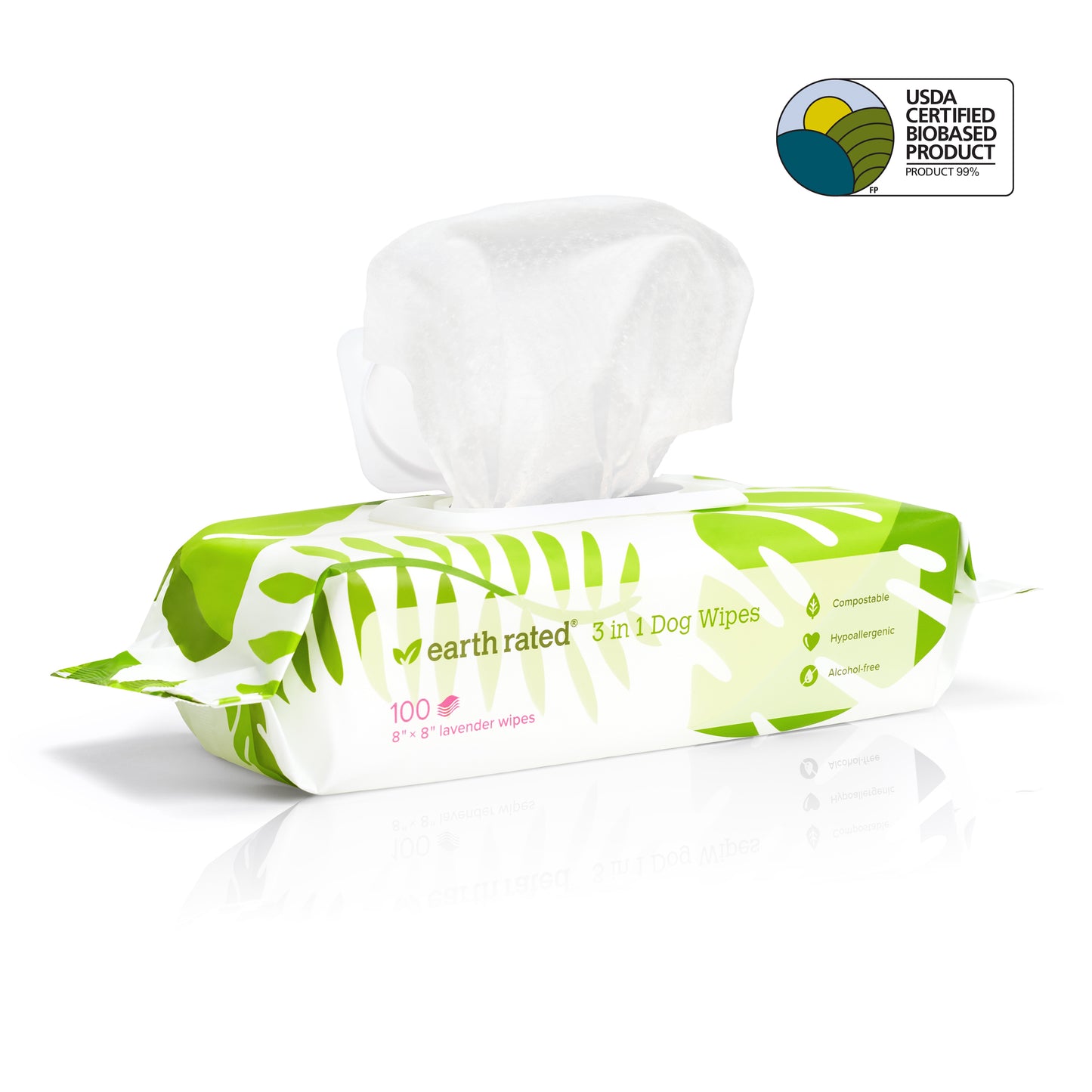 Earth Rated Lavender Dog Grooming Wipes, 100 Count