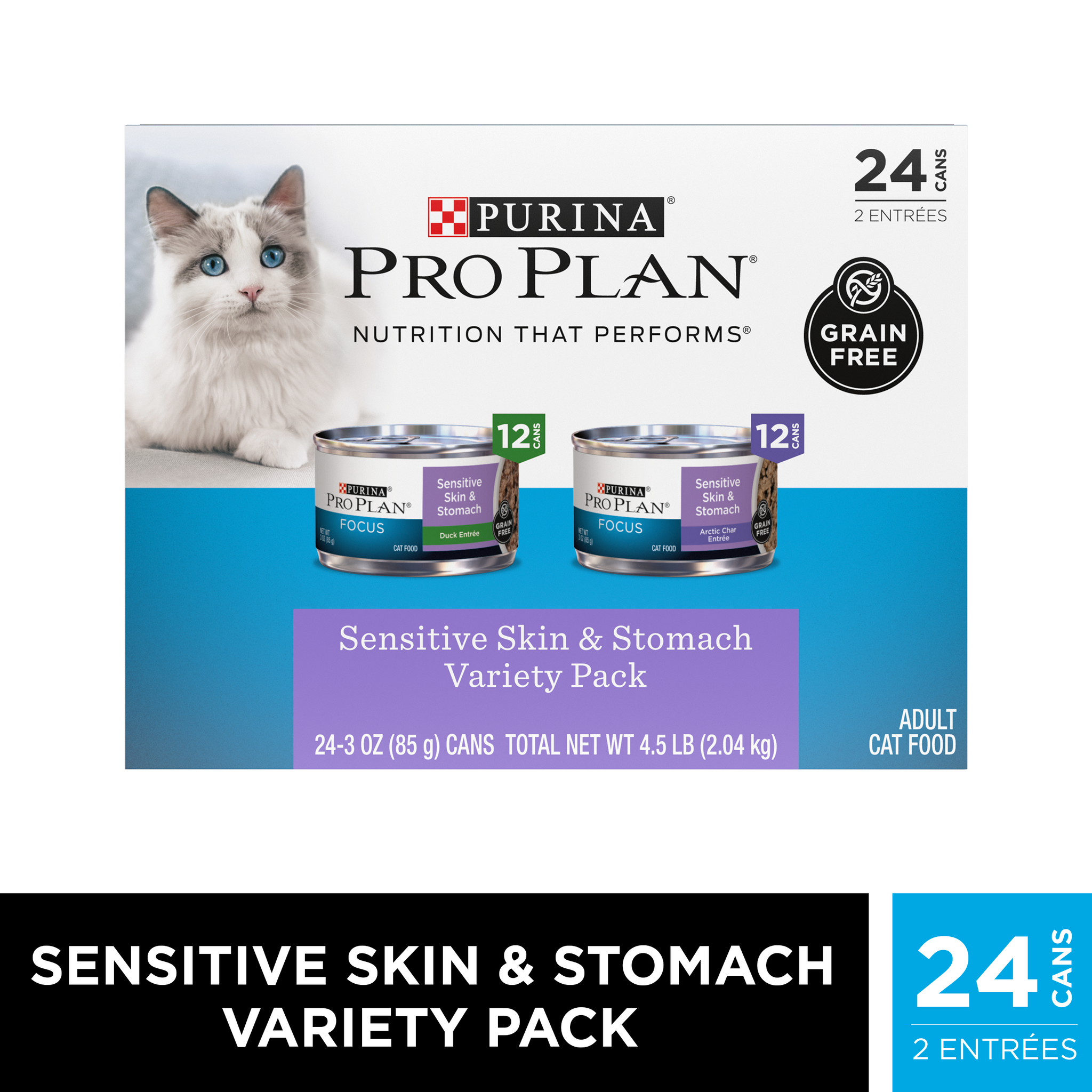 Purina Pro Plan Sensitive Skin & Stomach Wet Cat Food, 4.5 lbs.