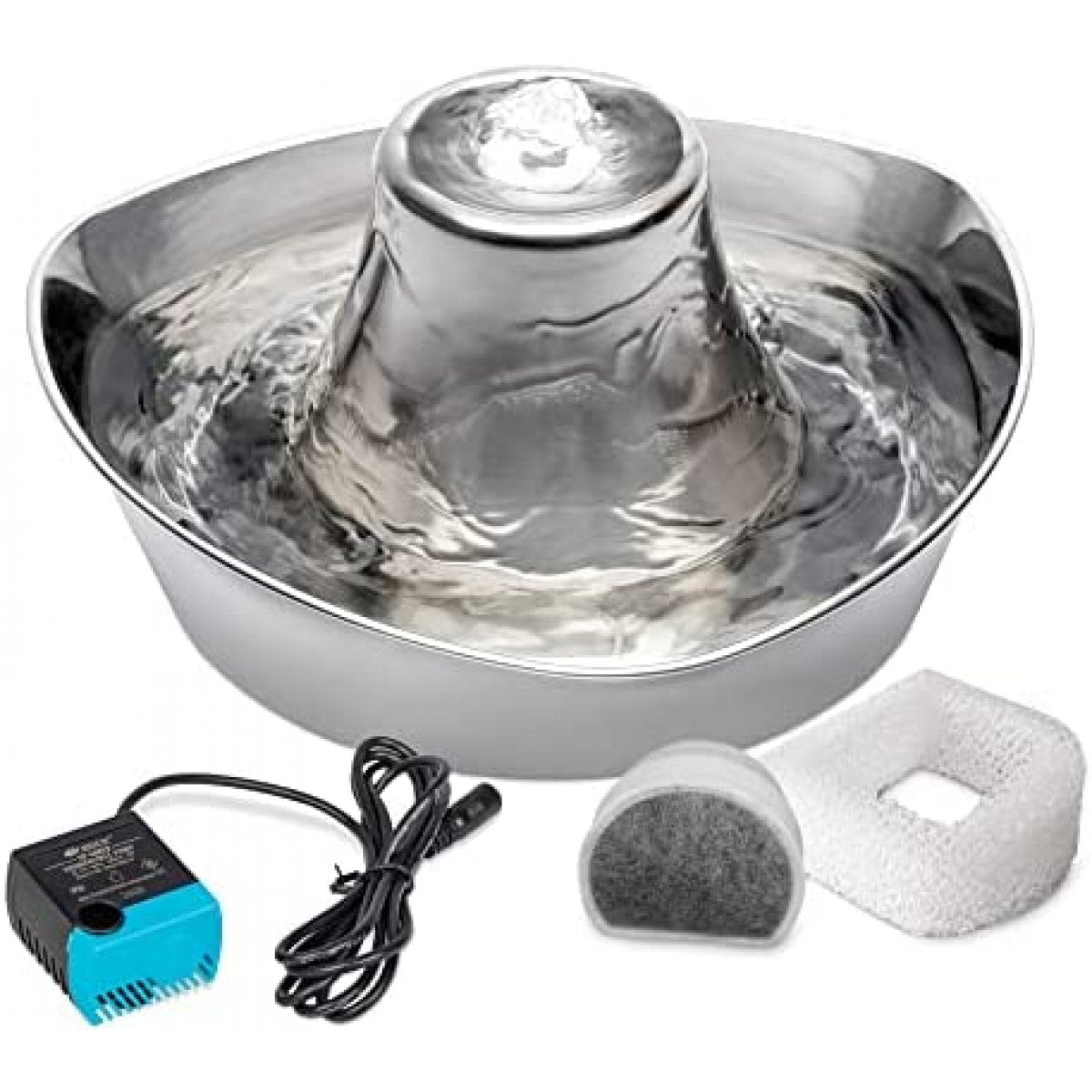 PetSafe Seaside Stainless Pet Fountain Automatic Water Bowl, 60 oz.