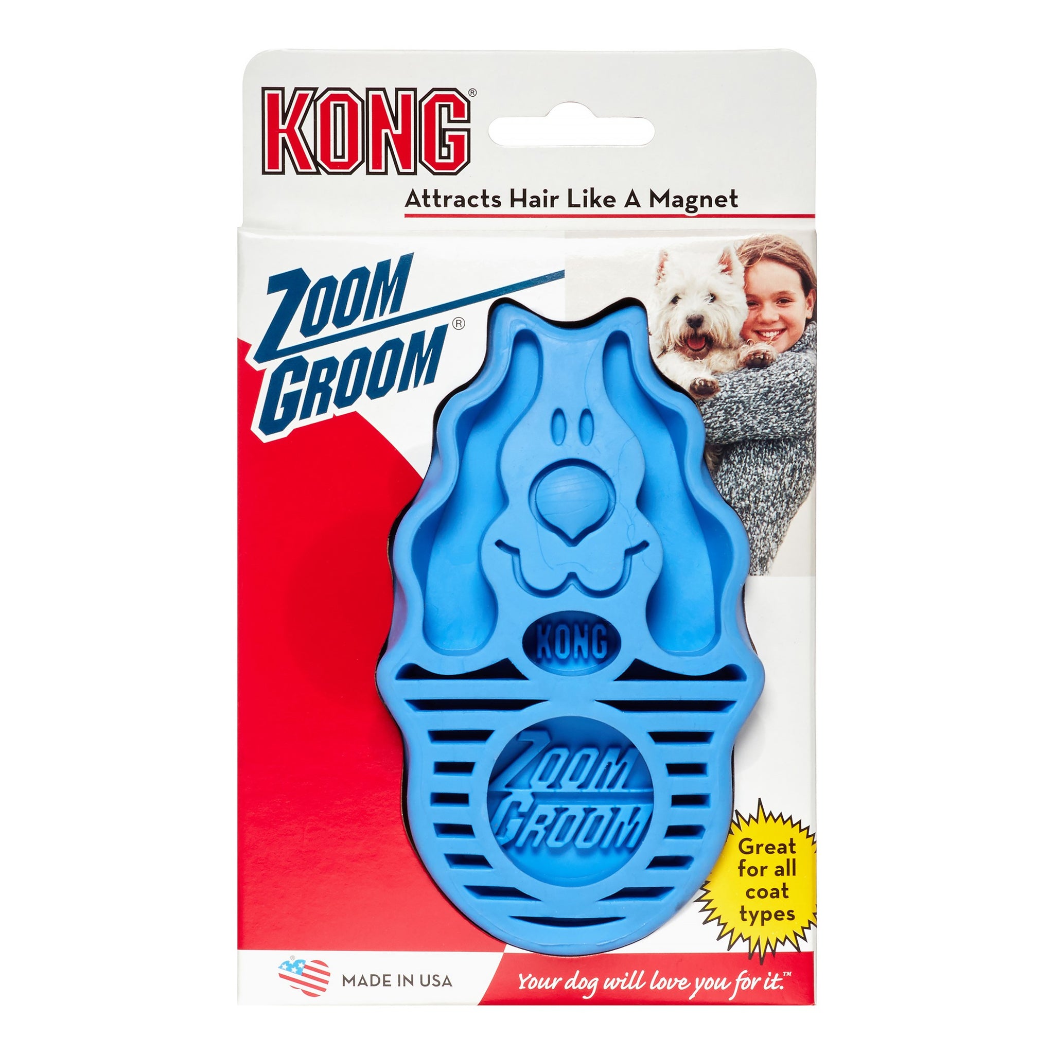 Kong Zoomgroom Large Dog Brush, Promotes Healthy Skin And Coat