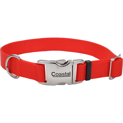 Coastal Red Nylon Cat Collar with Metal Buckle, 5/8 x 10-14 in.