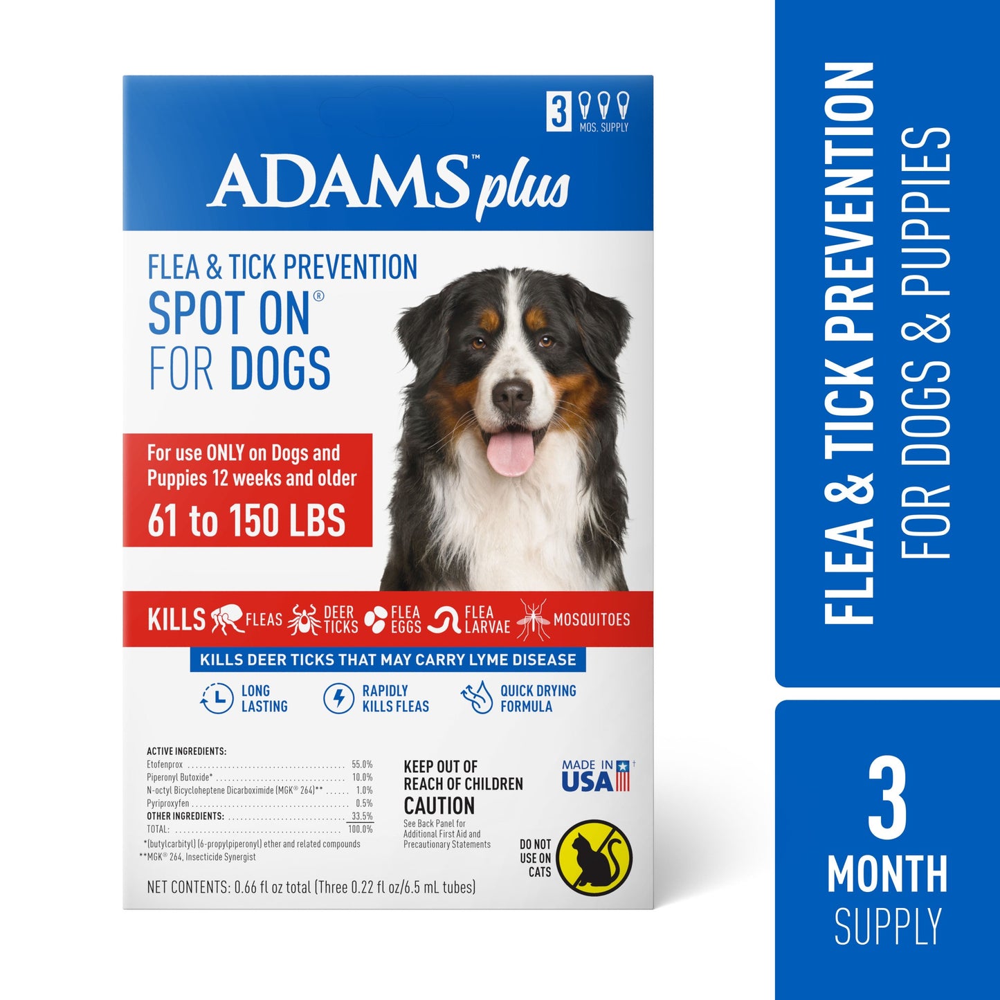 Adams Plus Flea & Tick Spot On for Extra Large Dogs (61-150 lbs.)