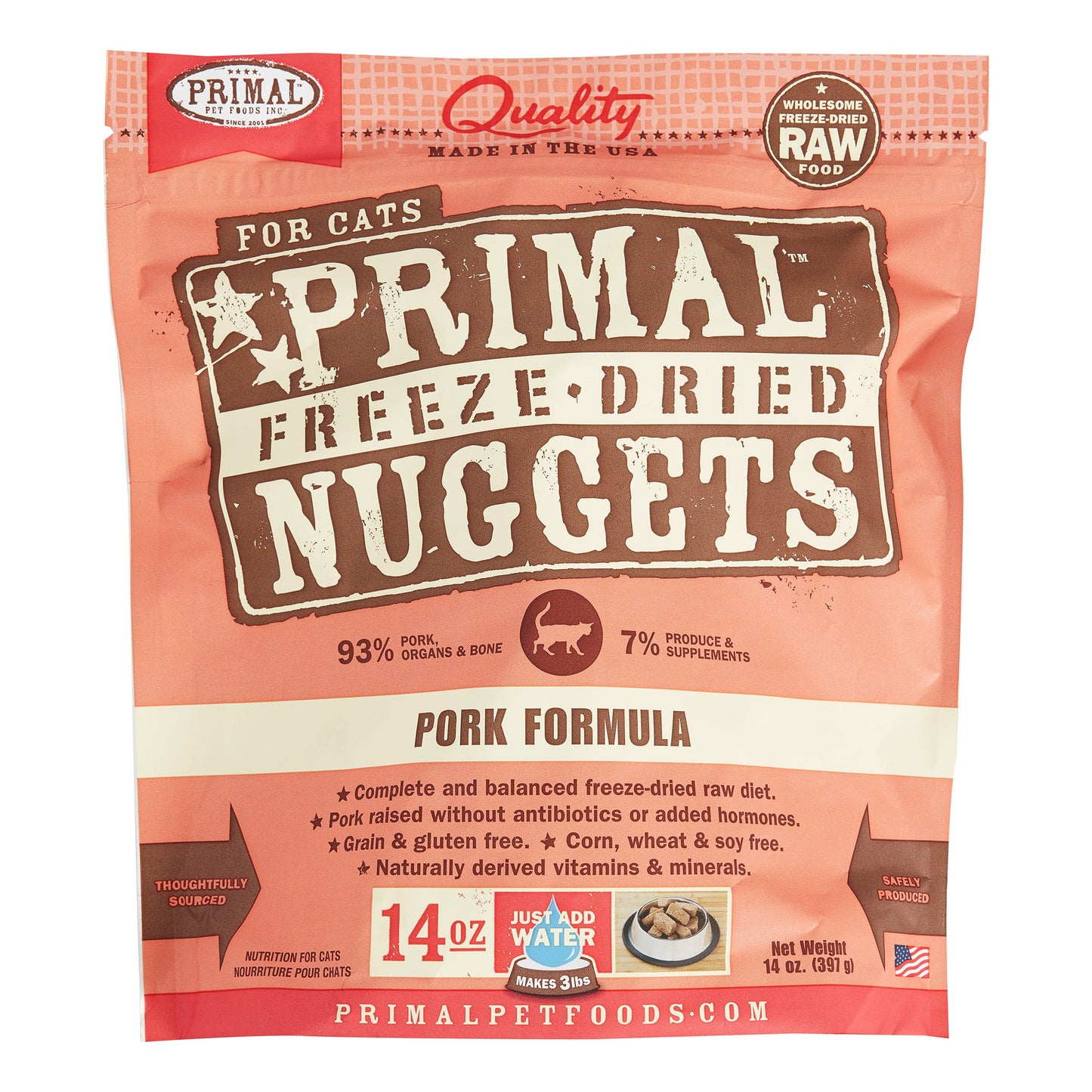 Primal Pork Formula Freeze-Dried Cat Food Nuggets, 14 oz.