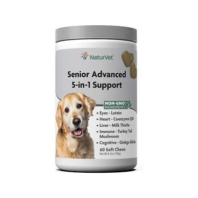 NaturVet Senior Advanced 5-in-1 Support Soft Chews for Dogs, 60 Count