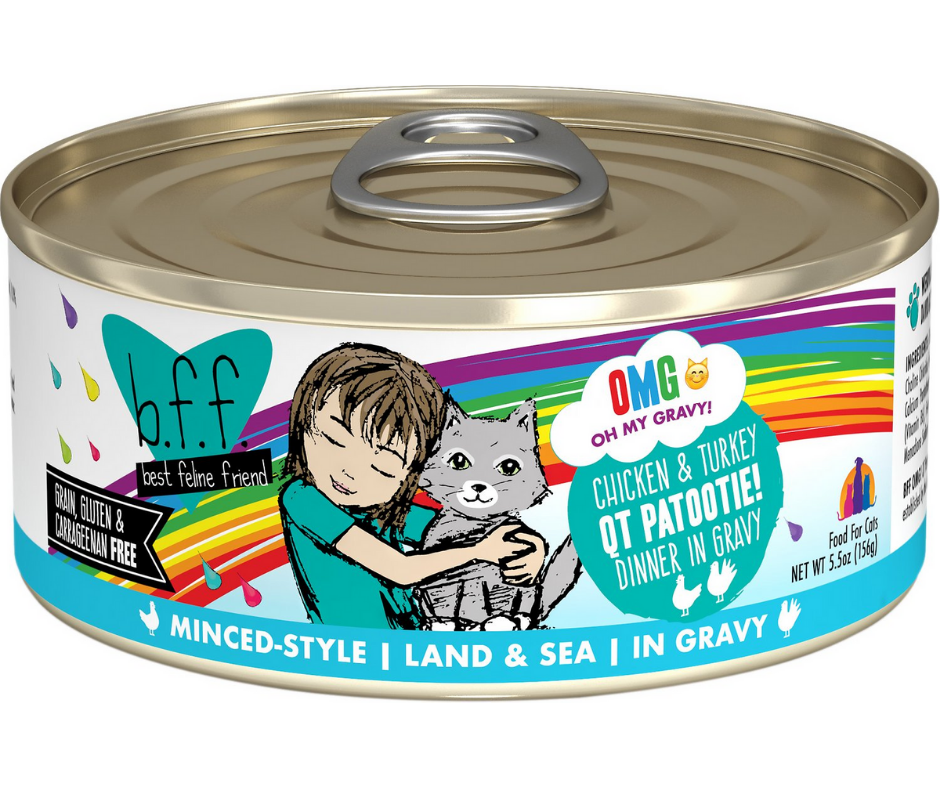 B.F.F. OMG QT Patootie! Chicken & Turkey Dinner in Gravy Wet Cat Food, 5.5 oz.