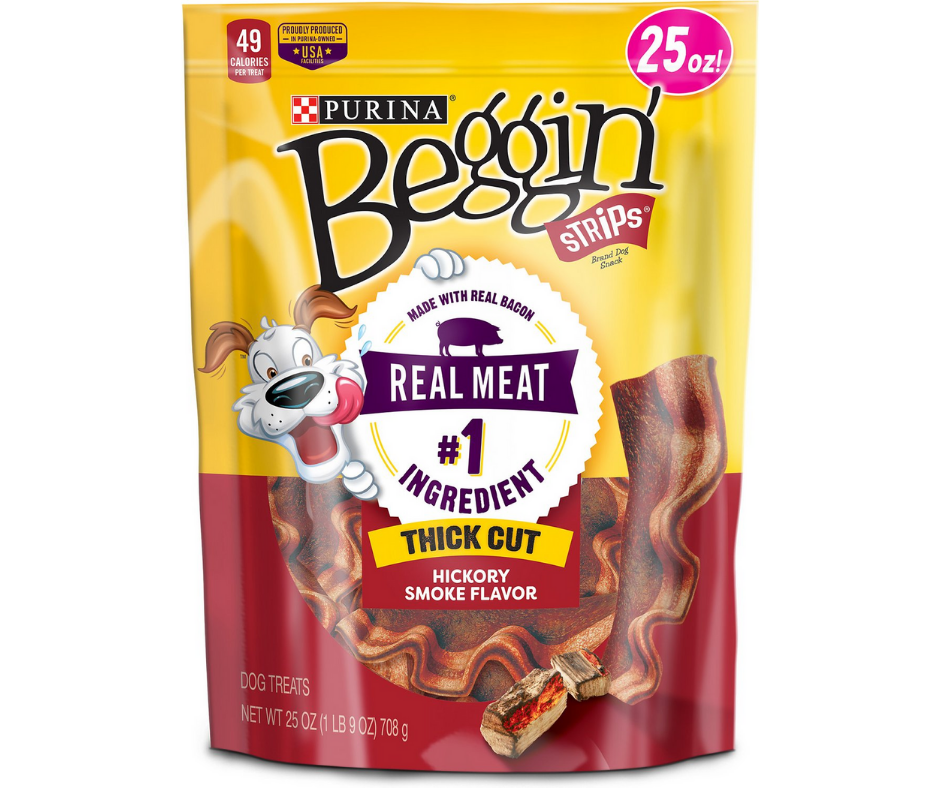 Purina Beggin' Strips Thick Cut Hickory Smoke Flavor Dog Treats, 25 oz.
