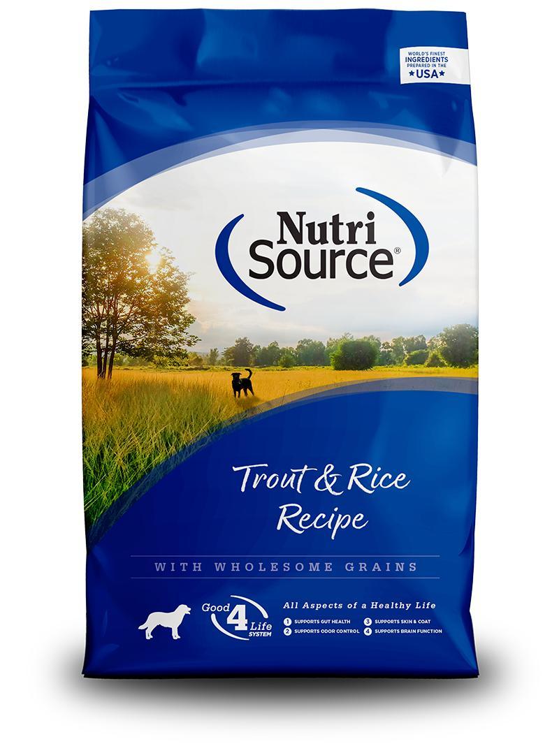 NutriSource Trout & Rice Recipe with Wholesome Grains Dry Dog Food, 12 lbs.
