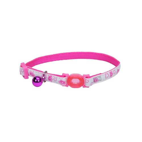 Coastal Glow-in-the-Dark Pink Cat Collar, 8-12 in.